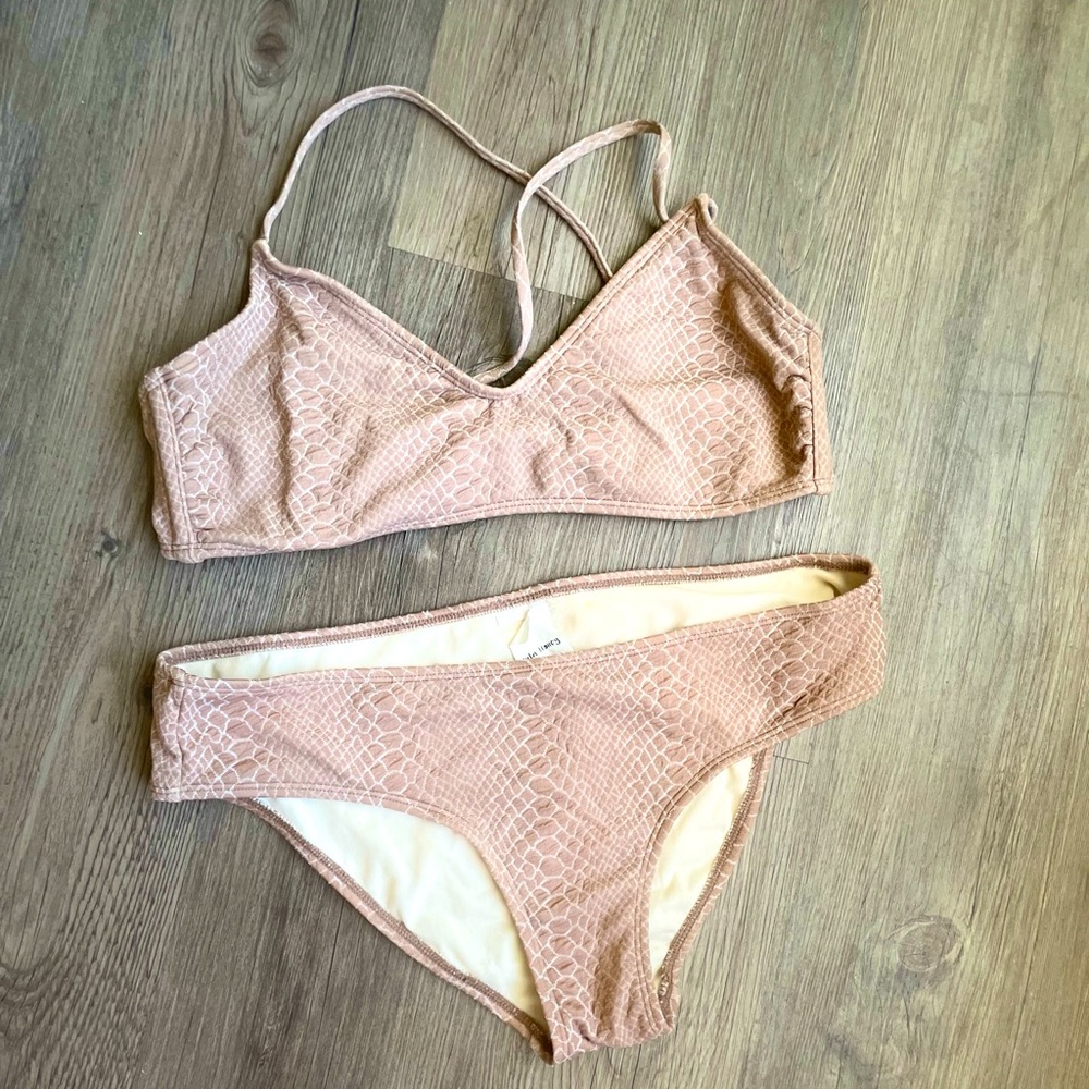 Hula Honey Faux Snakeskin Beige 2 Piece Bikini
